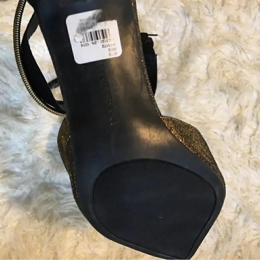 Lane Bryant Gold Shimmer Ankle bracelet heels‎